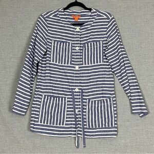 Joe Fresh Linen Blend Shirt Sz XS Long Line Button Up with Drawstring Waist